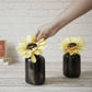 Metal Bottle Flower Vase, Black Crackled, Set of 2 - 6.2'' - Behoma