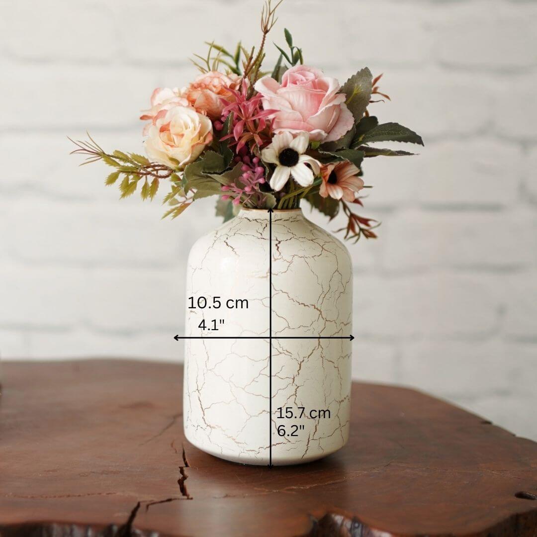 Metal Bottle Flower Vase, Off white  - Behoma