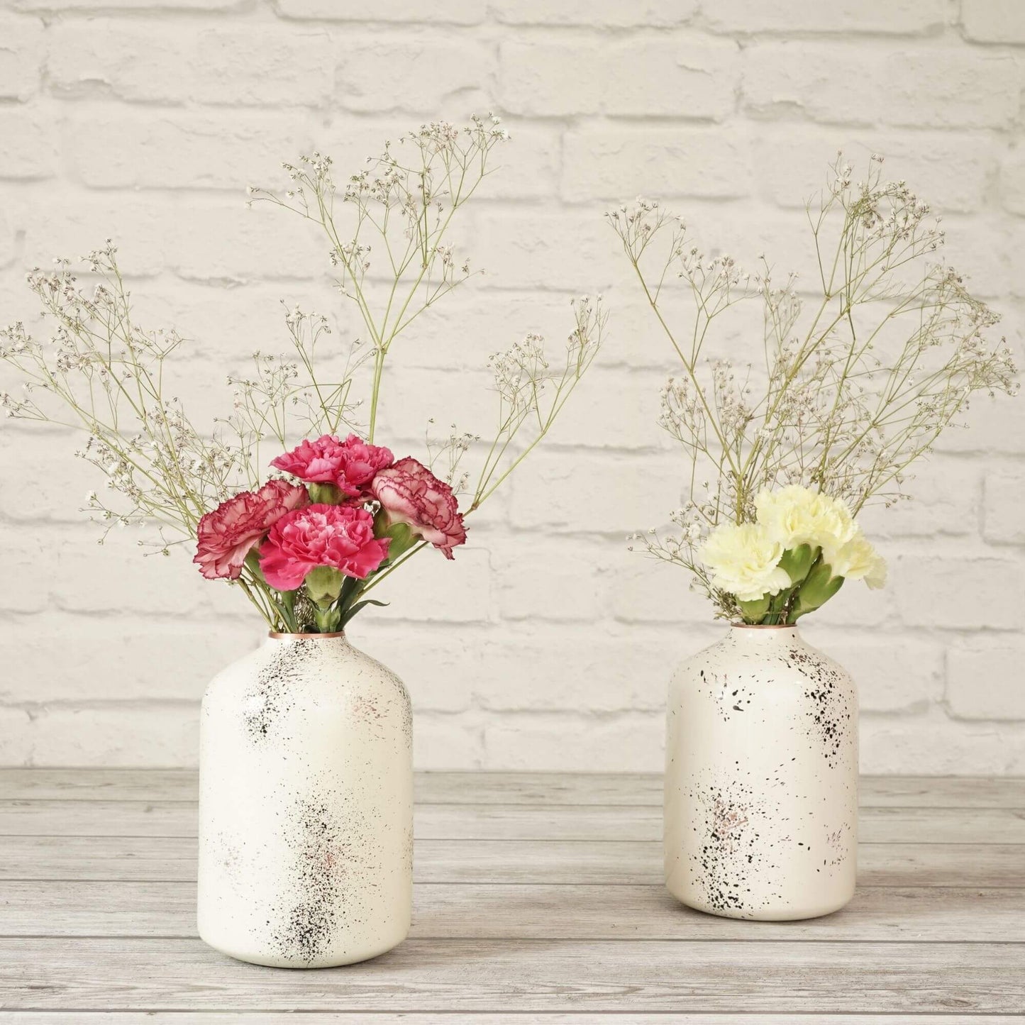 Metal Bottle Flower Vase, Black Crackled, Set of 2 - 6.2'' - Behoma