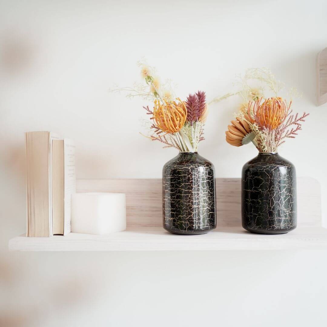 Metal Bottle Flower Vase, Black - Behoma