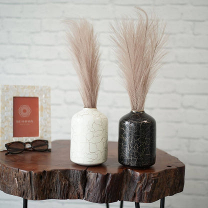 Metal Bottle Flower Vase Set, Crackled - Behoma