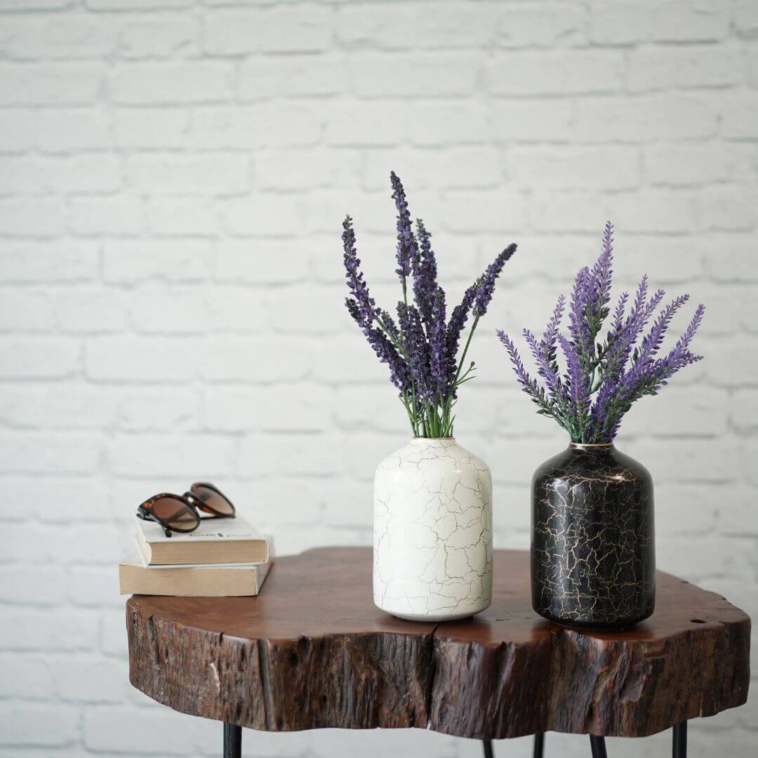 Metal Bottle Flower Vase Set, Crackled - Behoma