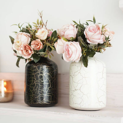 Metal Bottle Flower Vase Set, Crackled - Behoma