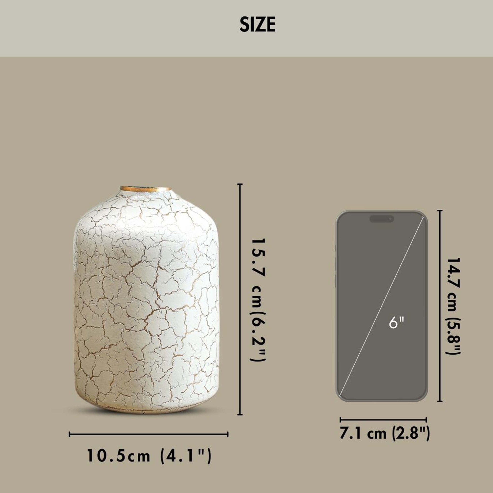 Metal Bottle Flower Vase, Off white  - Behoma