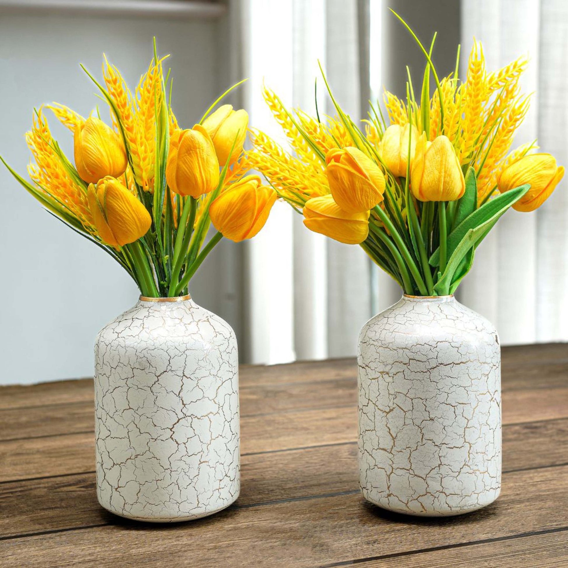 Metal Bottle Flower Vase, Off white  - Behoma