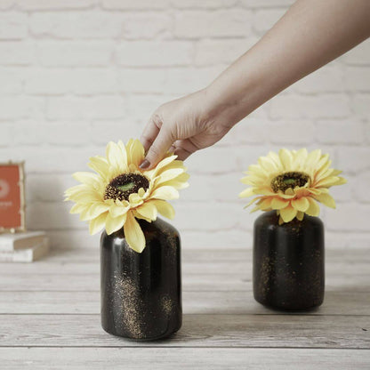 Metal Bud Bottle Vase Set, Black - Behoma