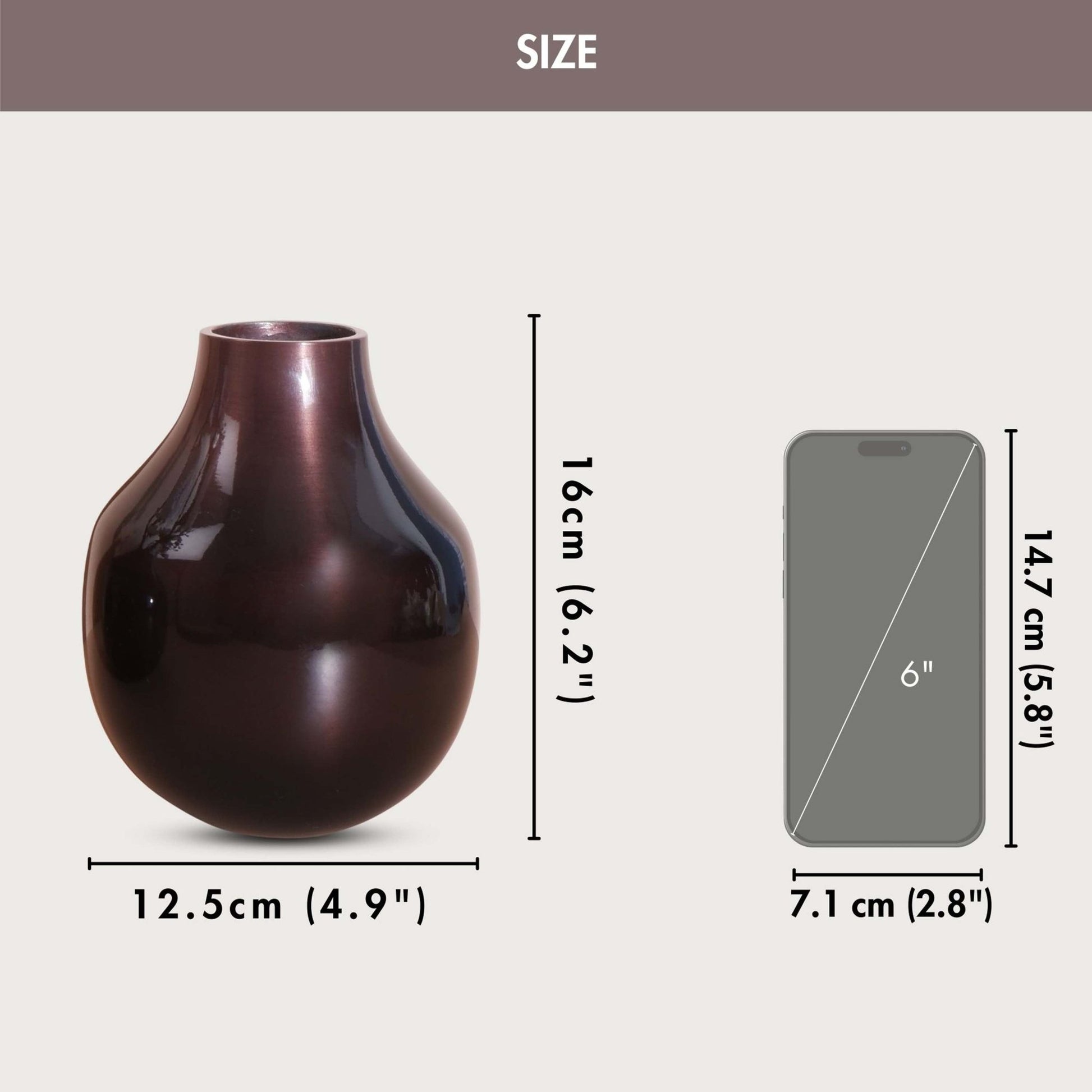 Metal Bud Flower Vase, Antique Copper - 6.1'' - Behoma