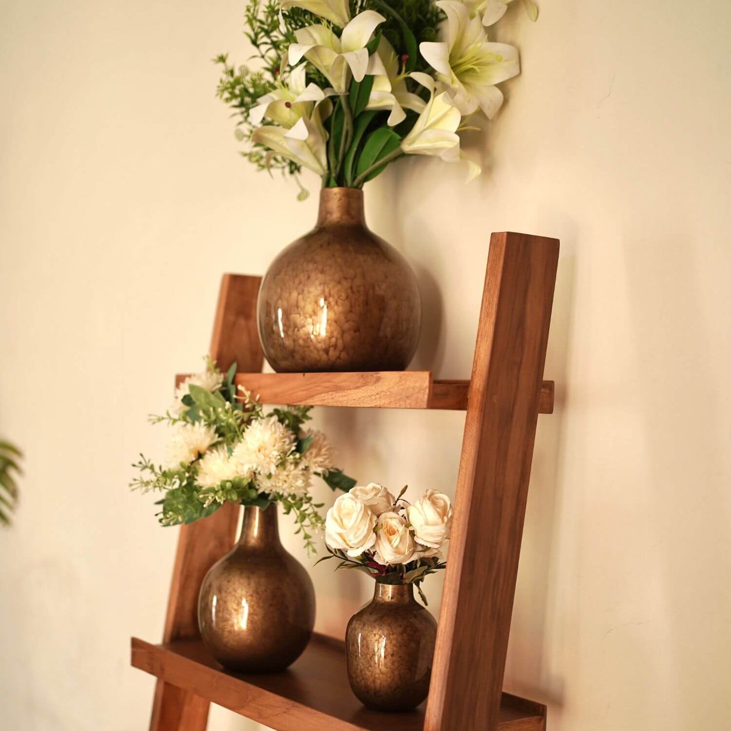 Metal Bud Vase, Antique Gold finish, Set of 3 - Behoma