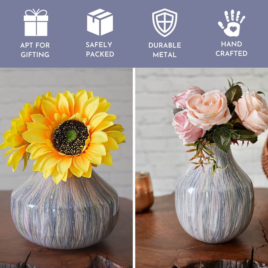 Metal Flower Vase, Multi Color - Set - Behoma
