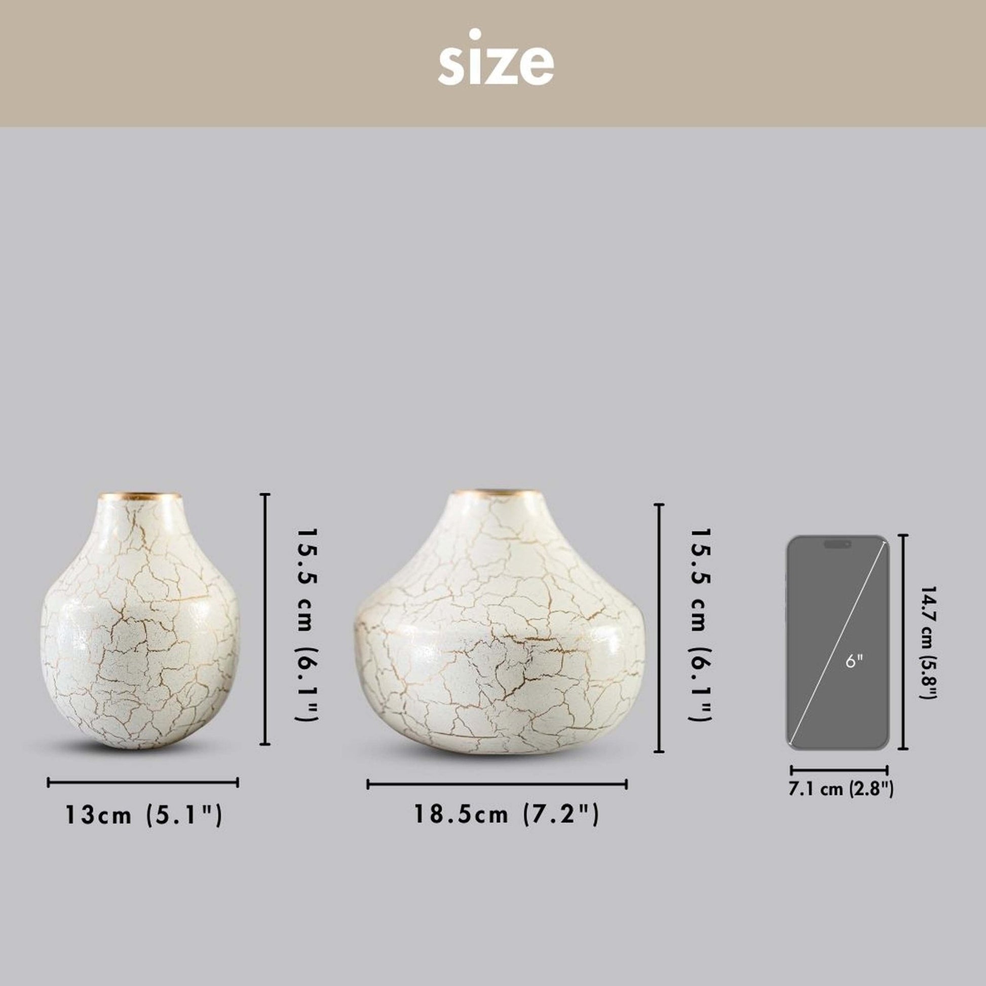 Metal Flower Vase Set | Off - White - Behoma