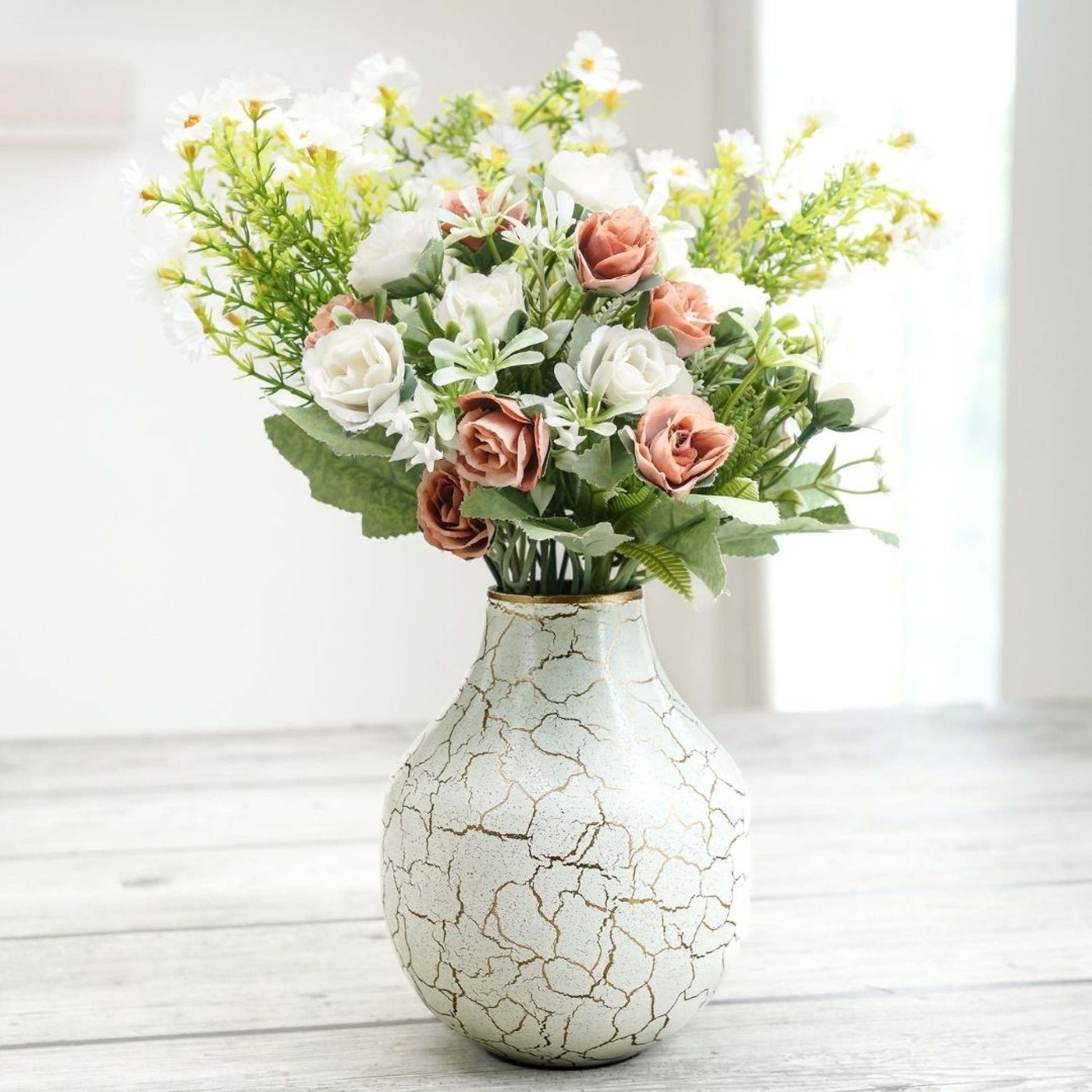 Metal Flower Vase | Off - White - Behoma