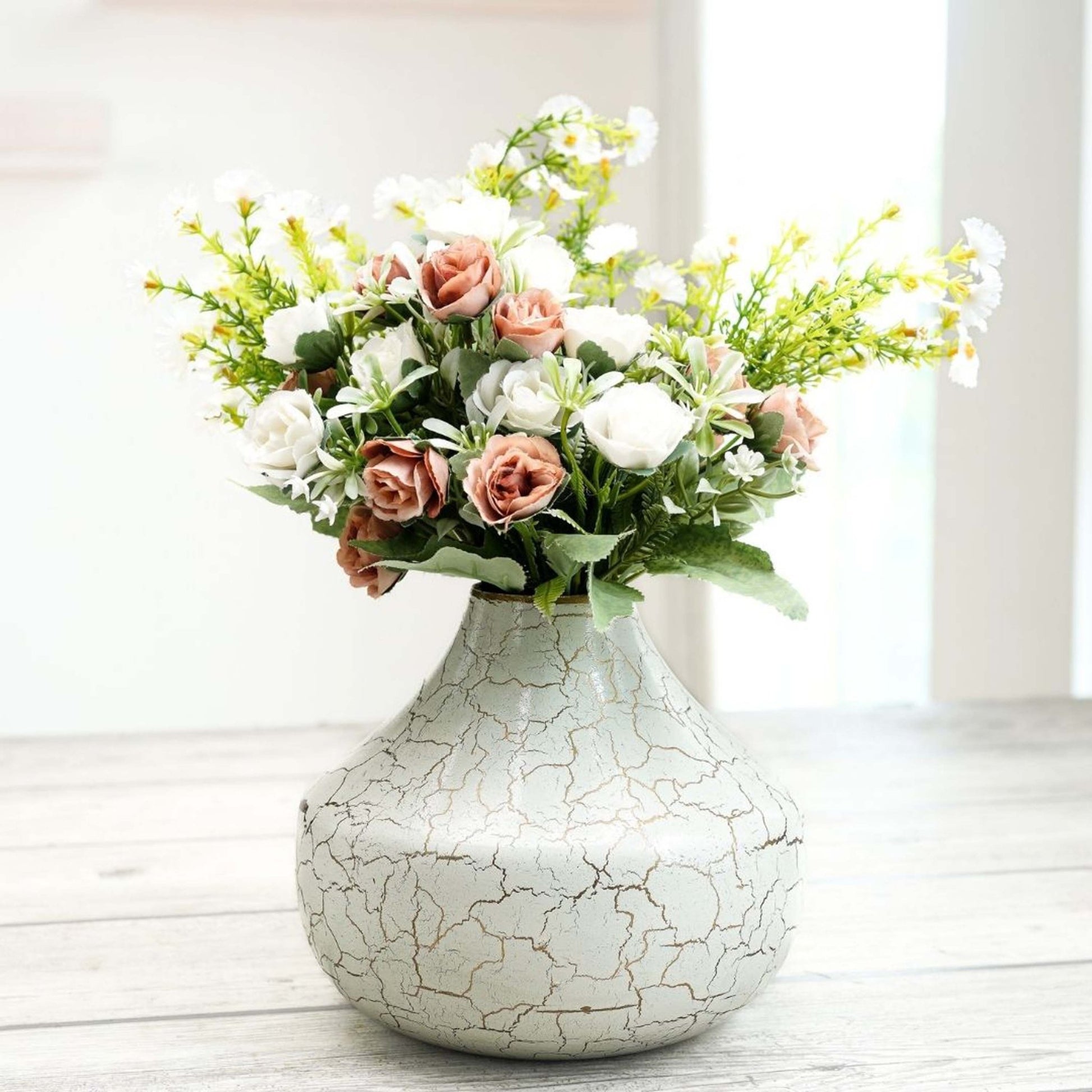 Metal Flower Vase Large | Off - White - Behoma