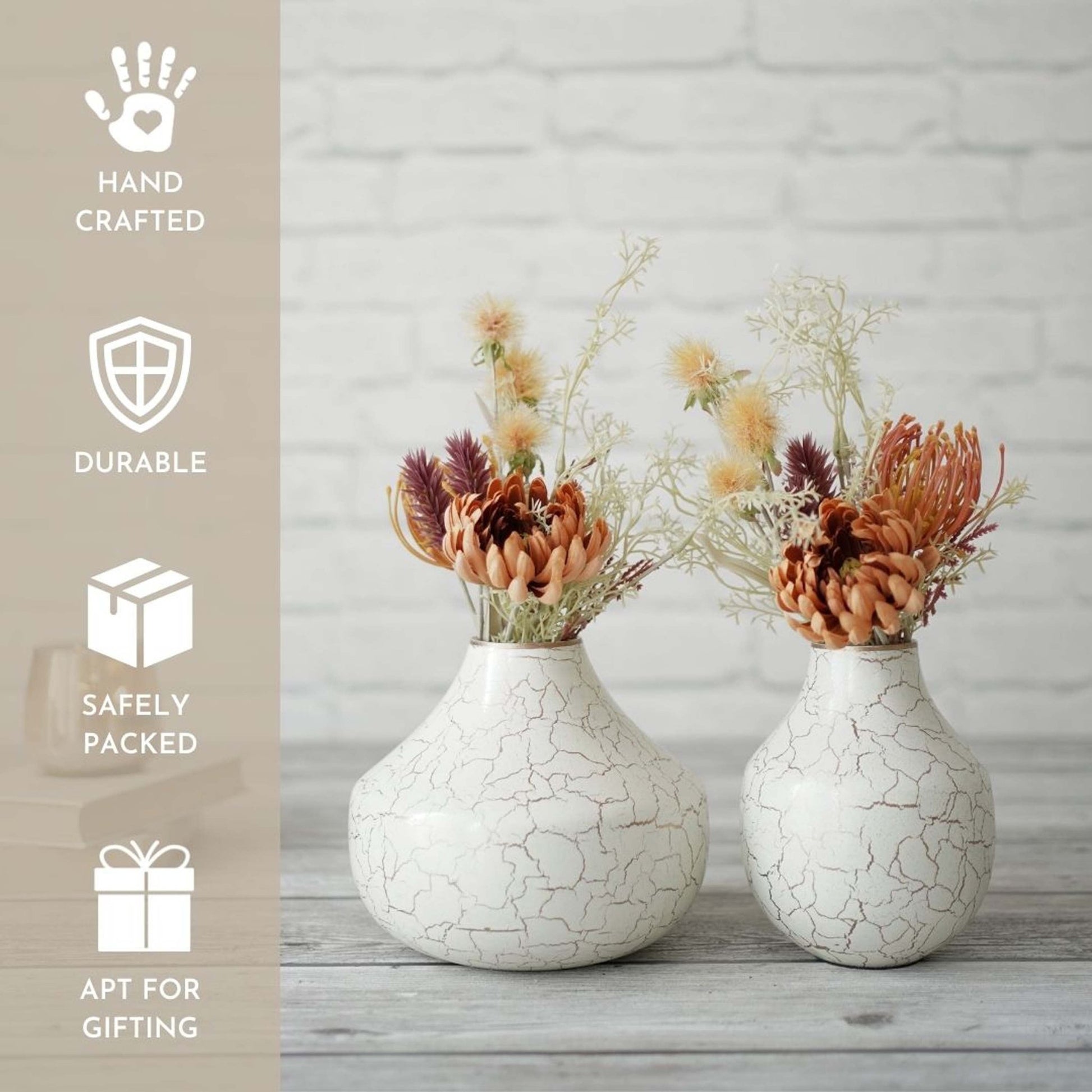 Metal Flower Vase Set | Off - White - Behoma