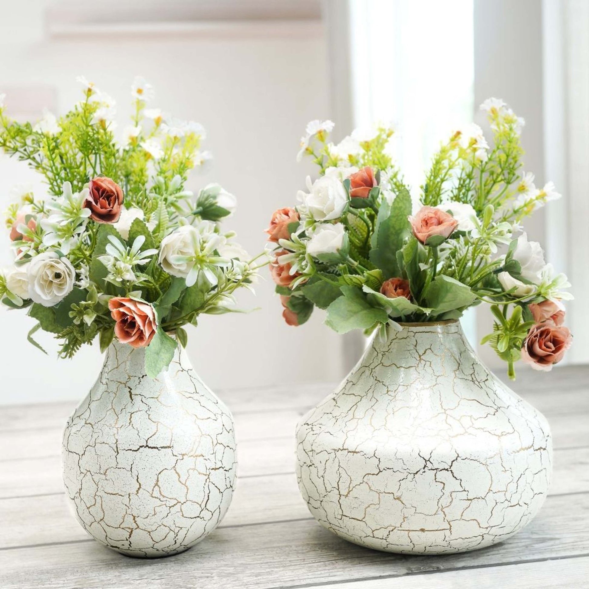 Metal Flower Vase Set | Off - White - Behoma
