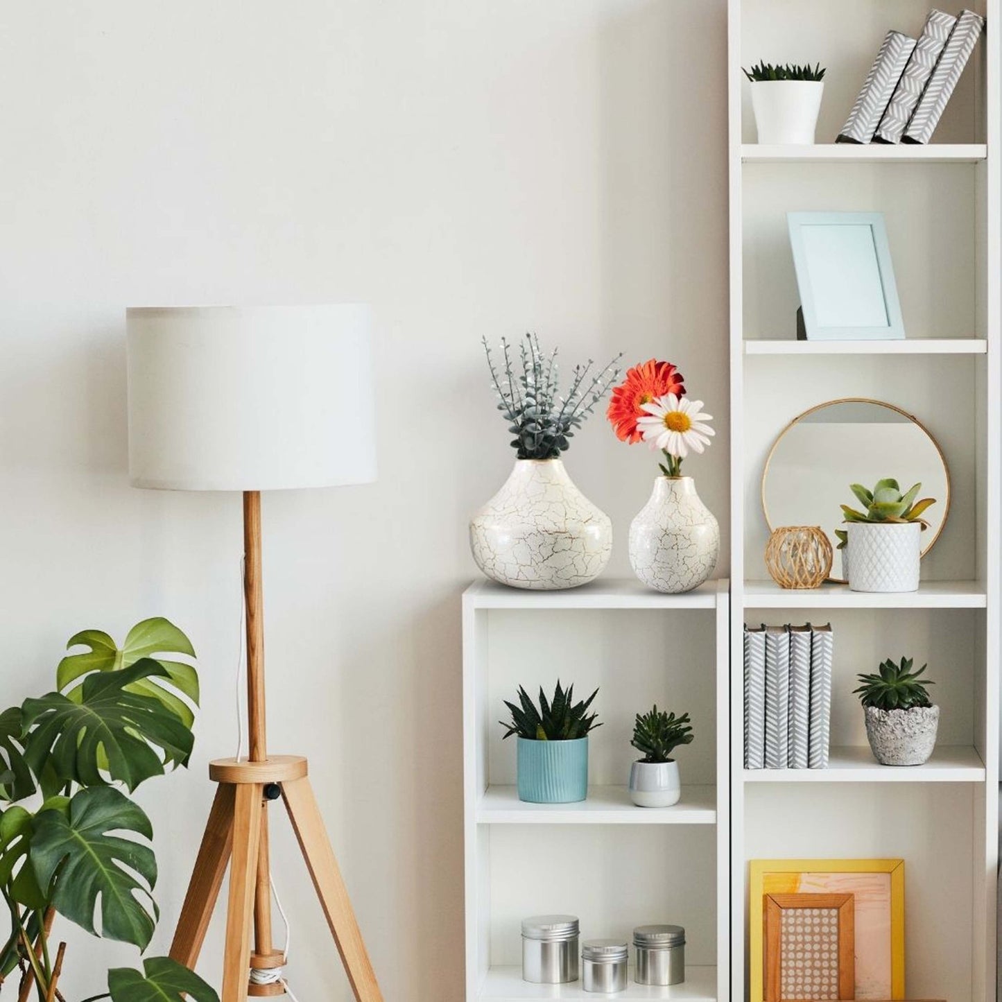 Metal Flower Vase Set | Off - White - Behoma