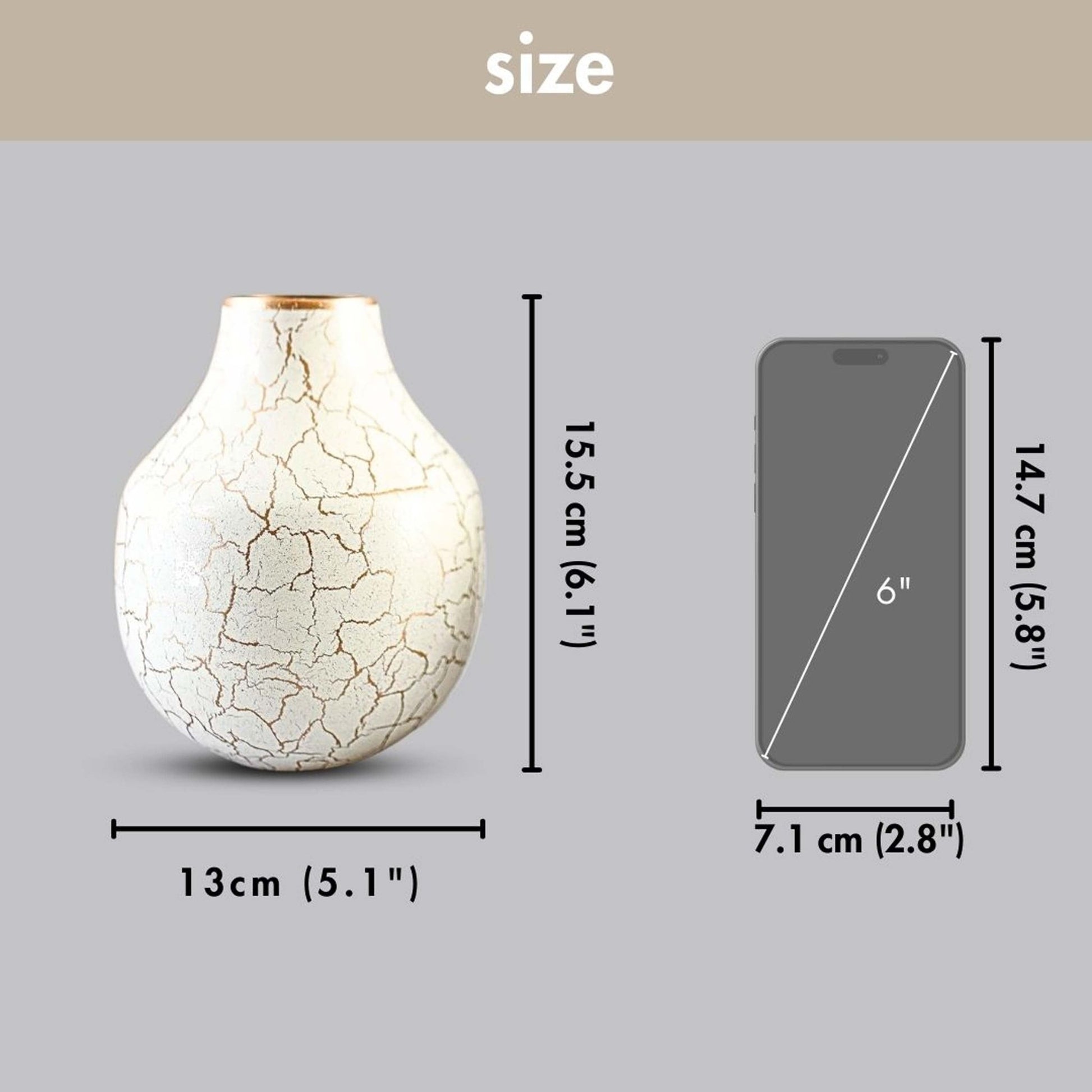 Metal Flower Vase | Off - White - Behoma