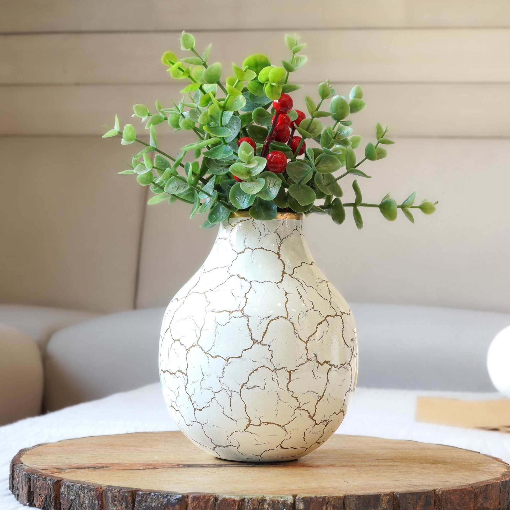 Metal Flower Vase | Off - White - Behoma