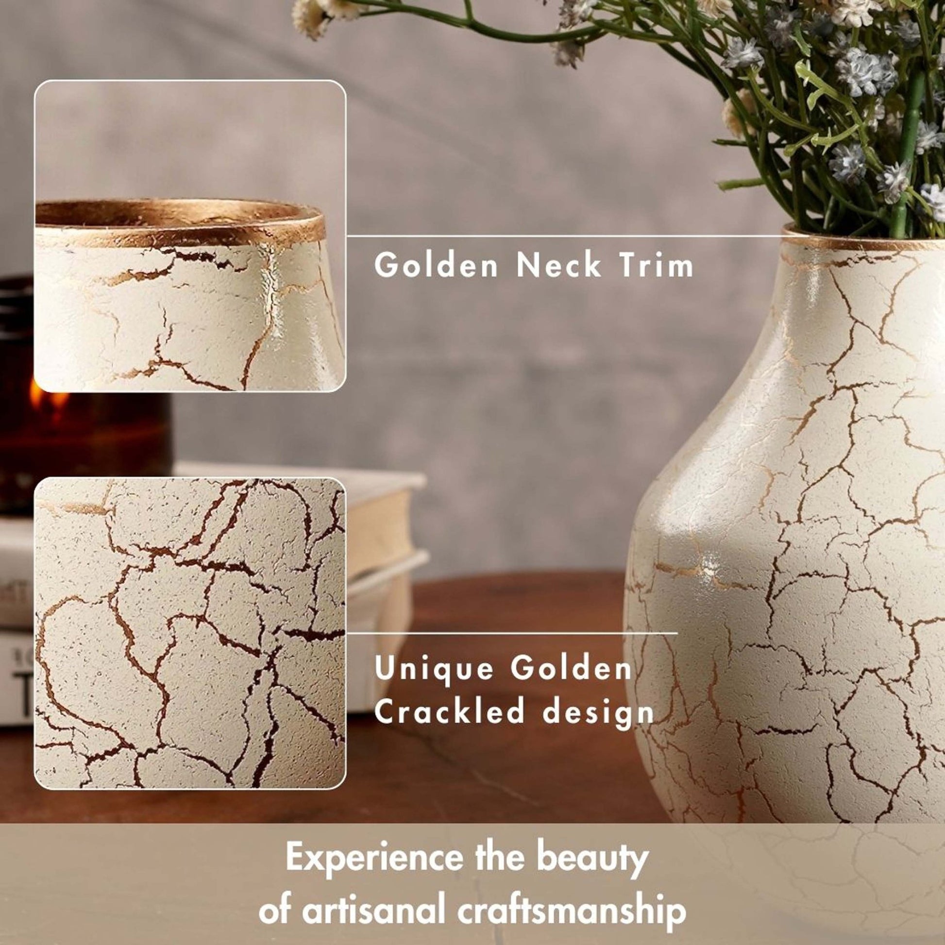Metal Flower Vase | Off - White - Behoma