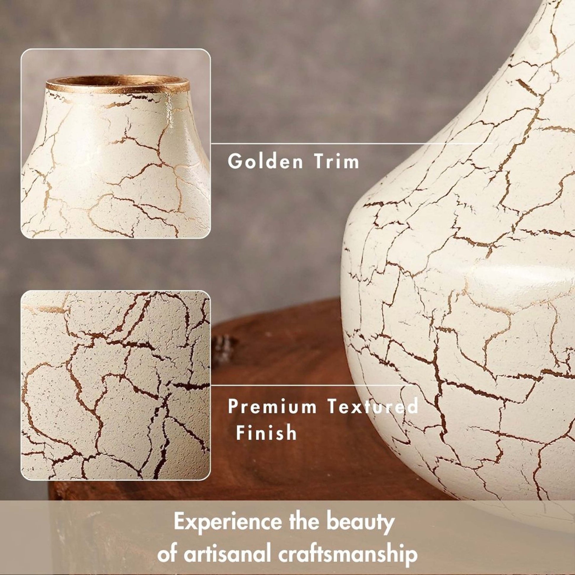 Metal Flower Vase Large | Off - White - Behoma