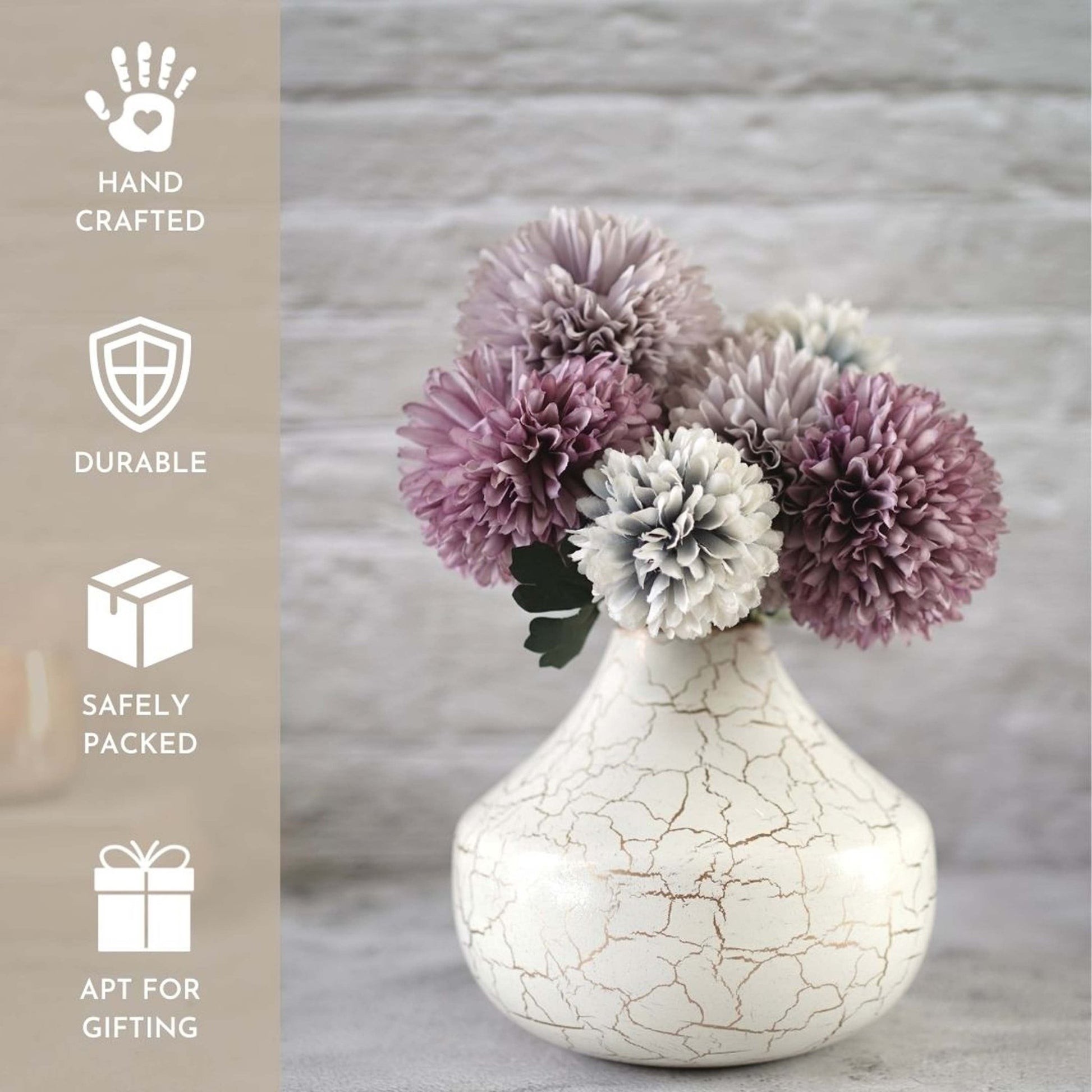 Metal Flower Vase Large | Off - White - Behoma