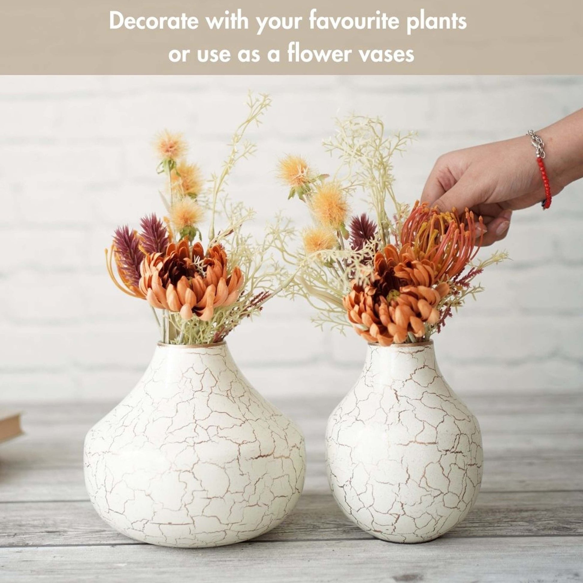Metal Flower Vase Set | Off - White - Behoma