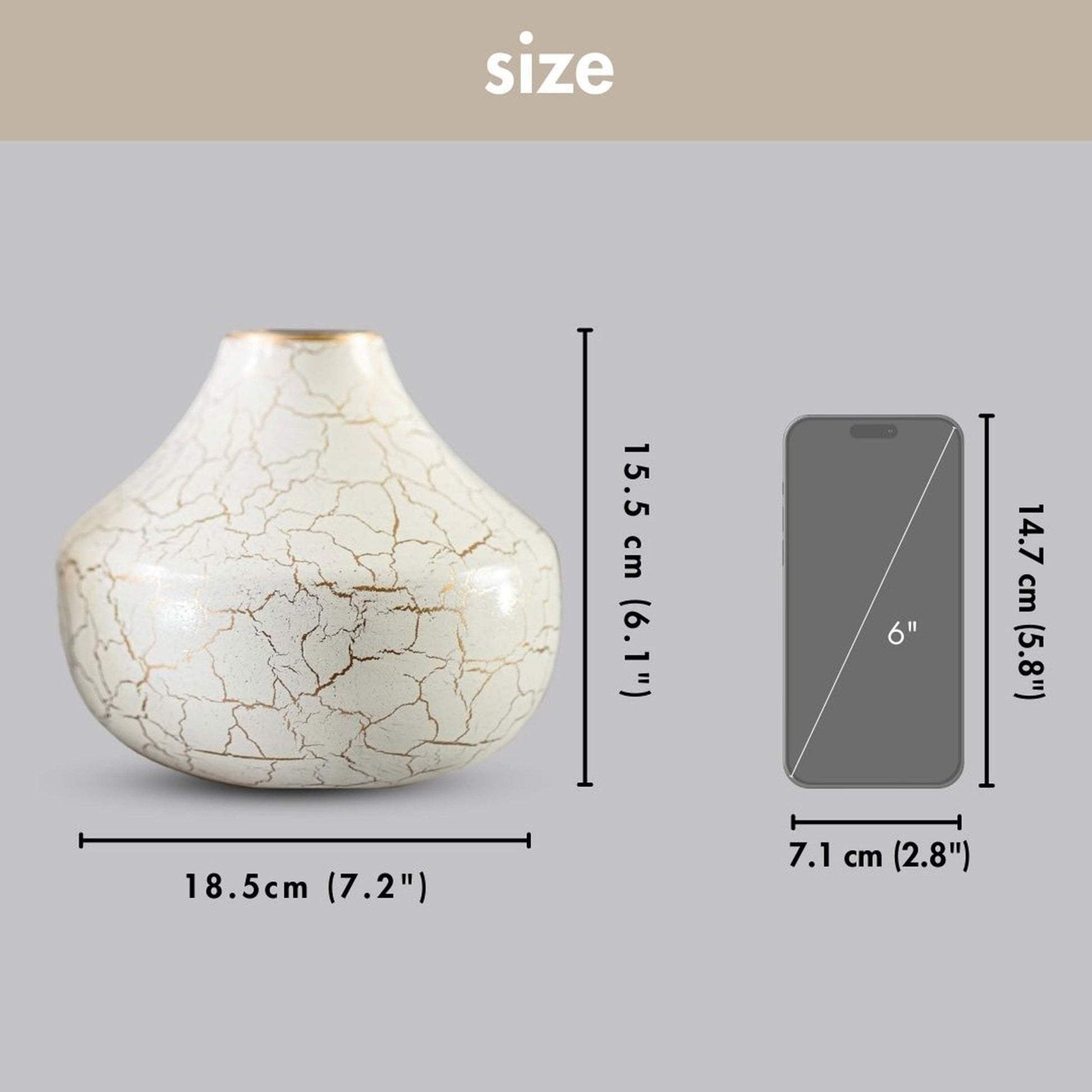 Metal Flower Vase Large | Off - White - Behoma