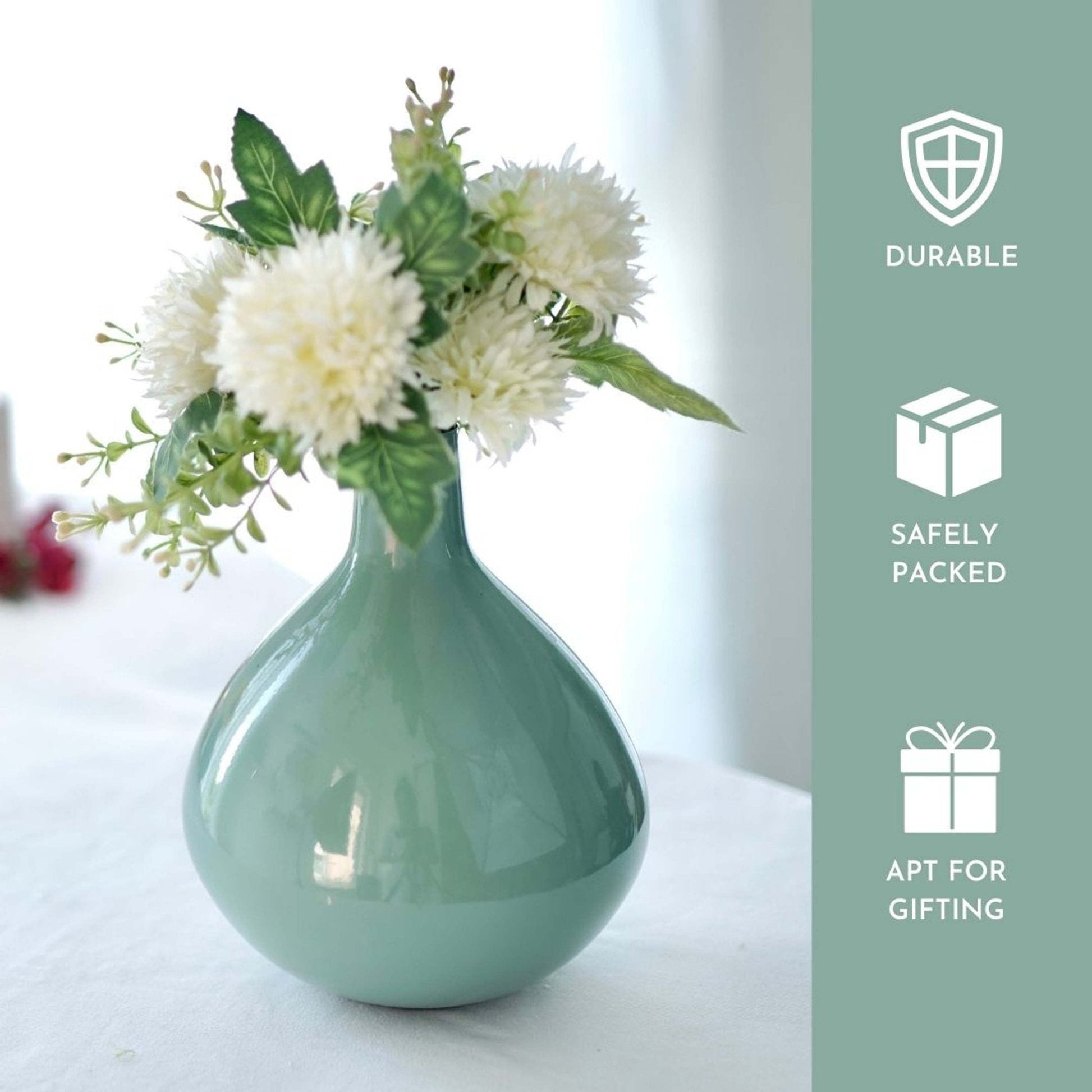 Metal Flower Vase | Sea Mist Green - Behoma
