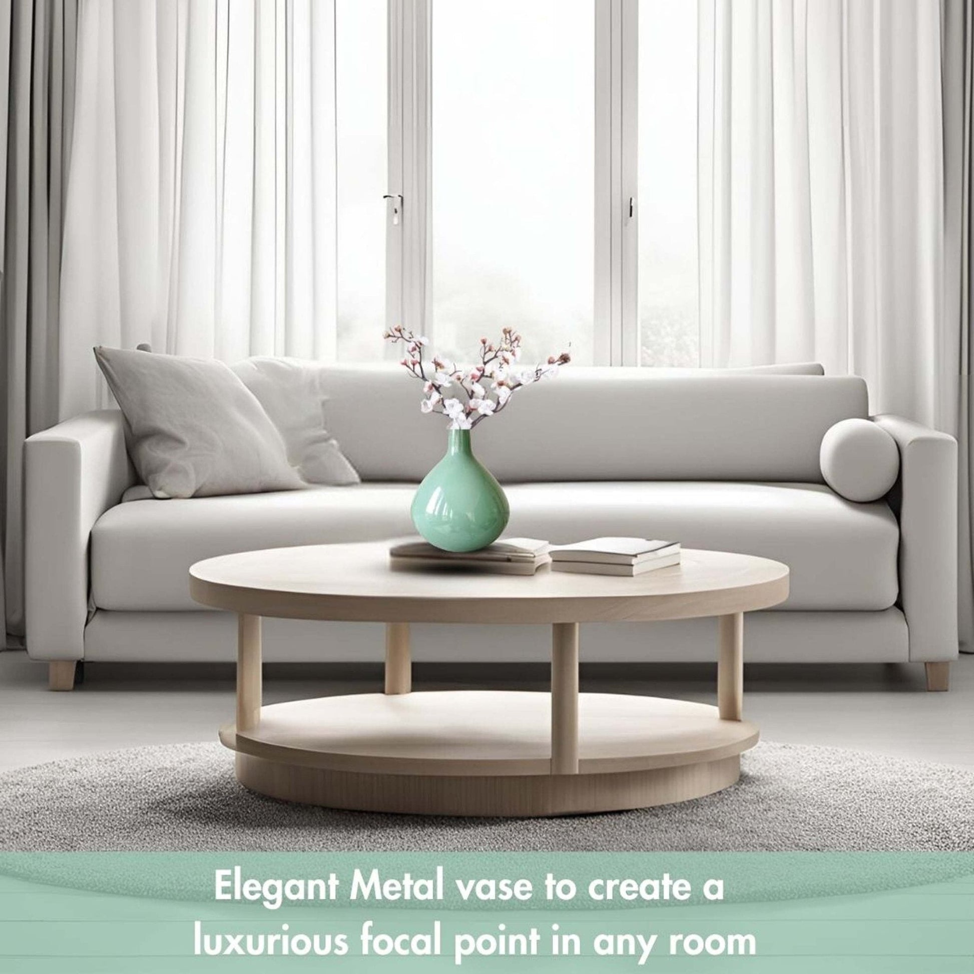 Metal Flower Vase | Sea Mist Green - Behoma