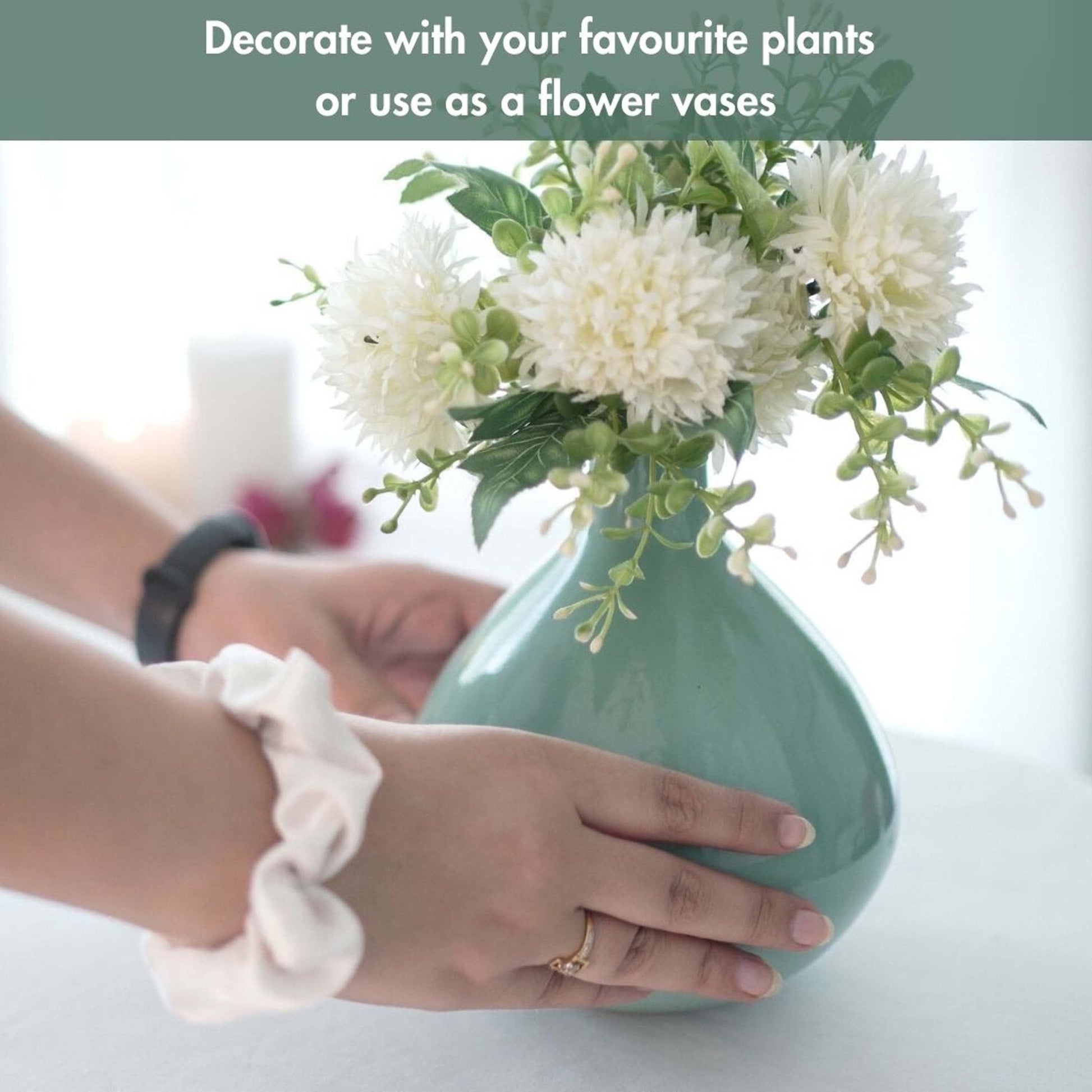 Metal Flower Vase | Sea Mist Green - Behoma