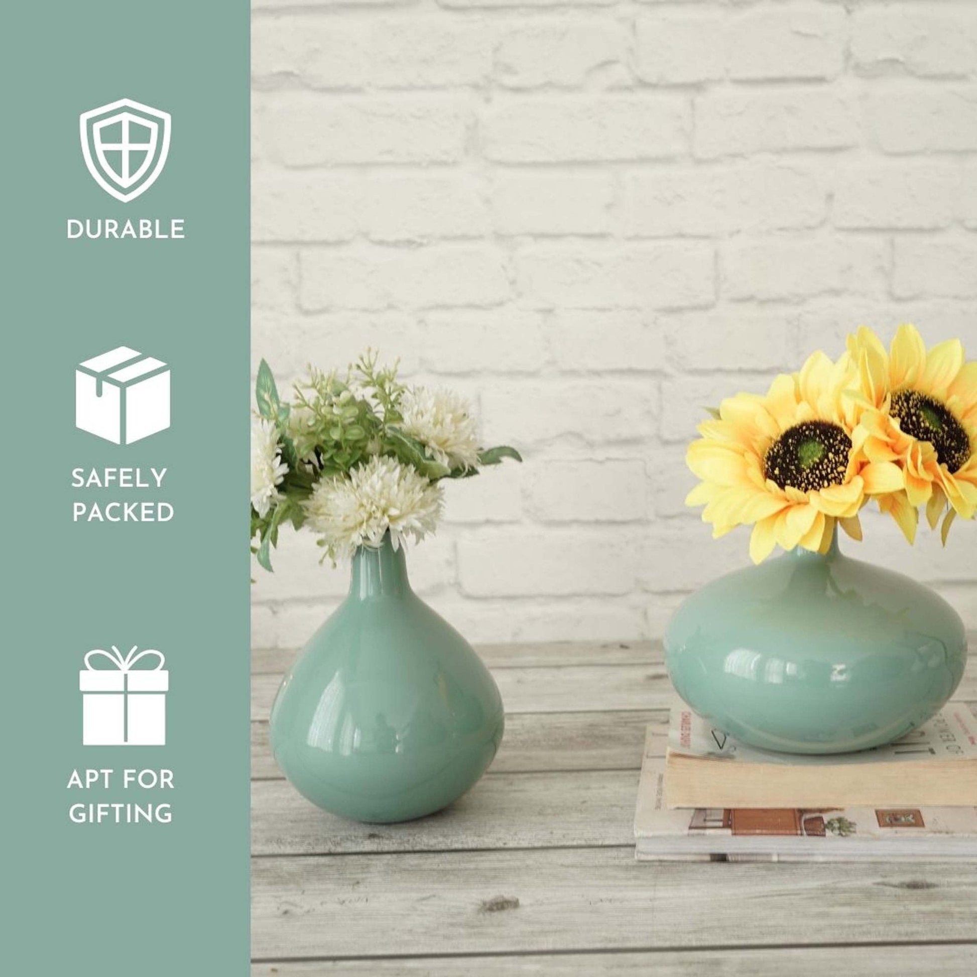 Metal Flower Vase | Sea Mist Green - Behoma