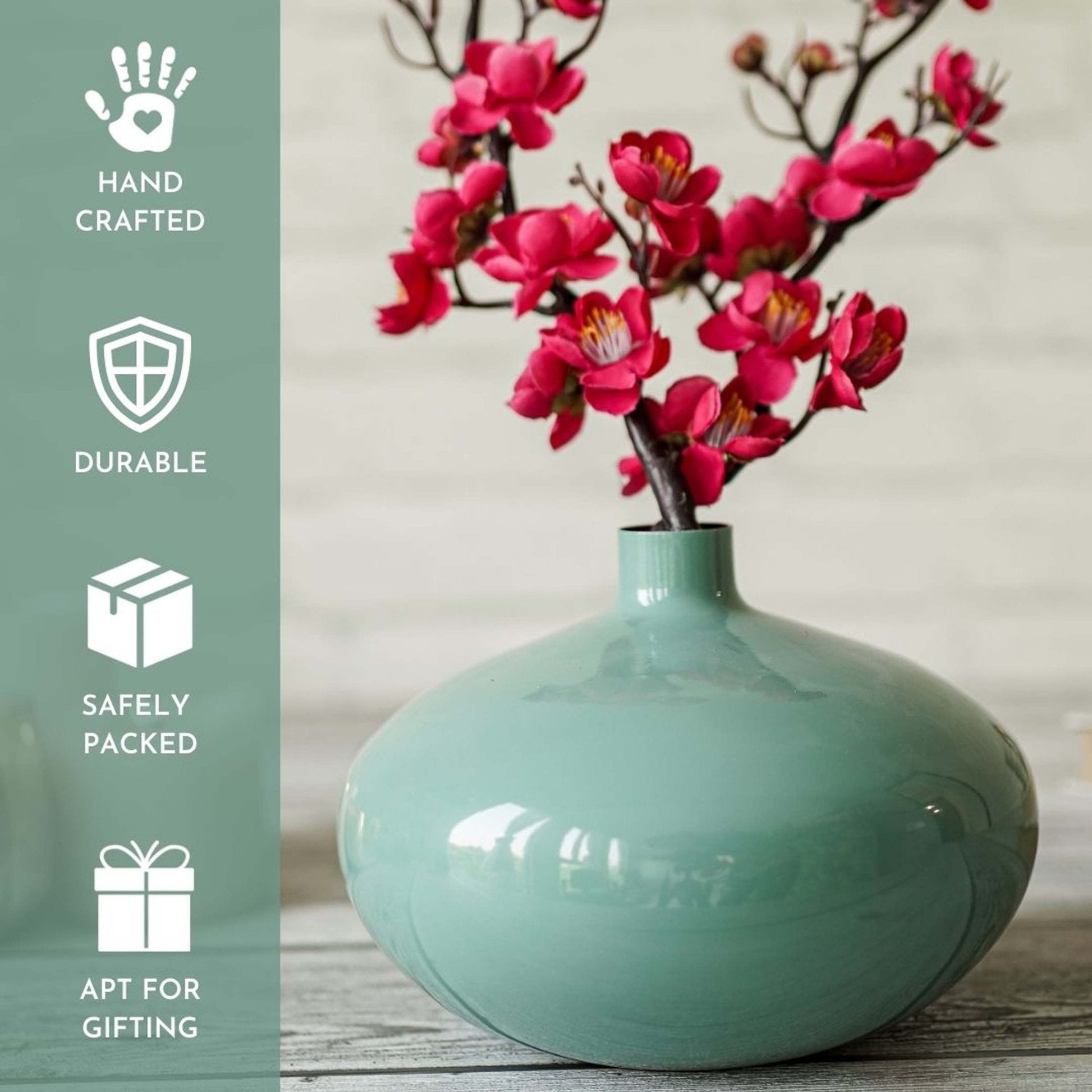 Metal Flower Vase | Sea Mist Green - Behoma