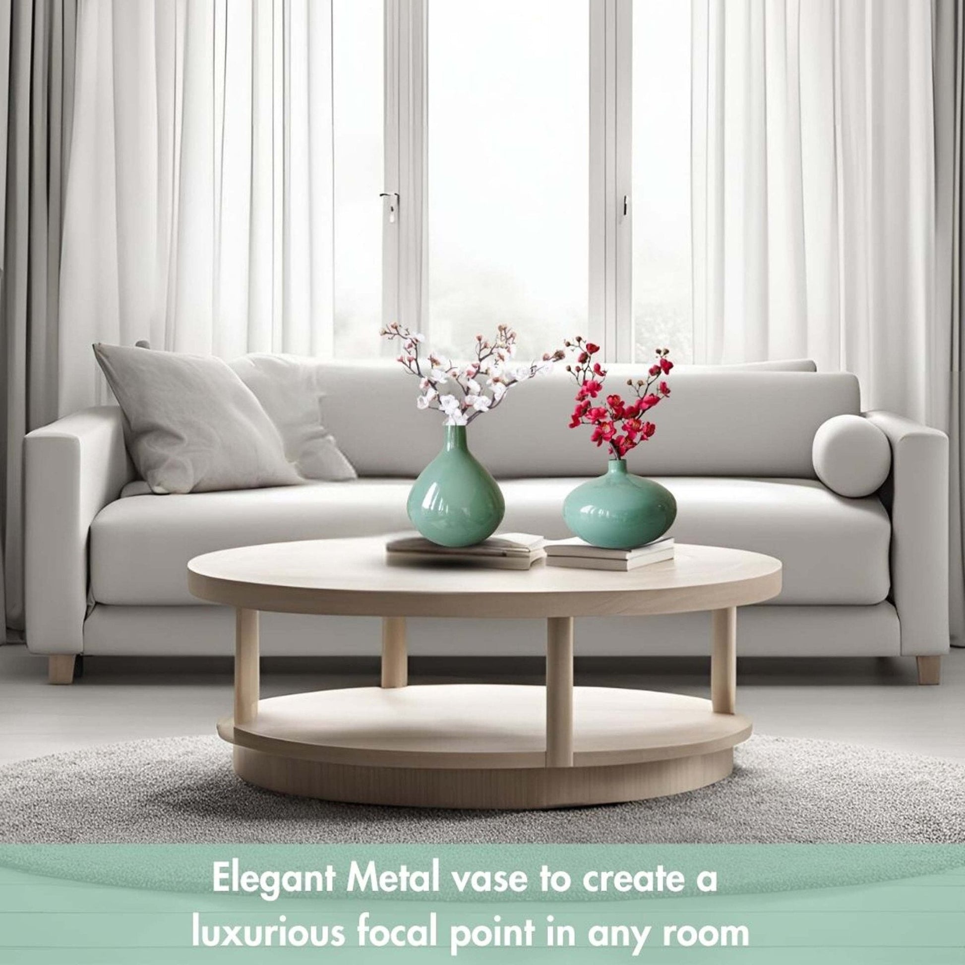 Metal Flower Vase | Sea Mist Green - Behoma