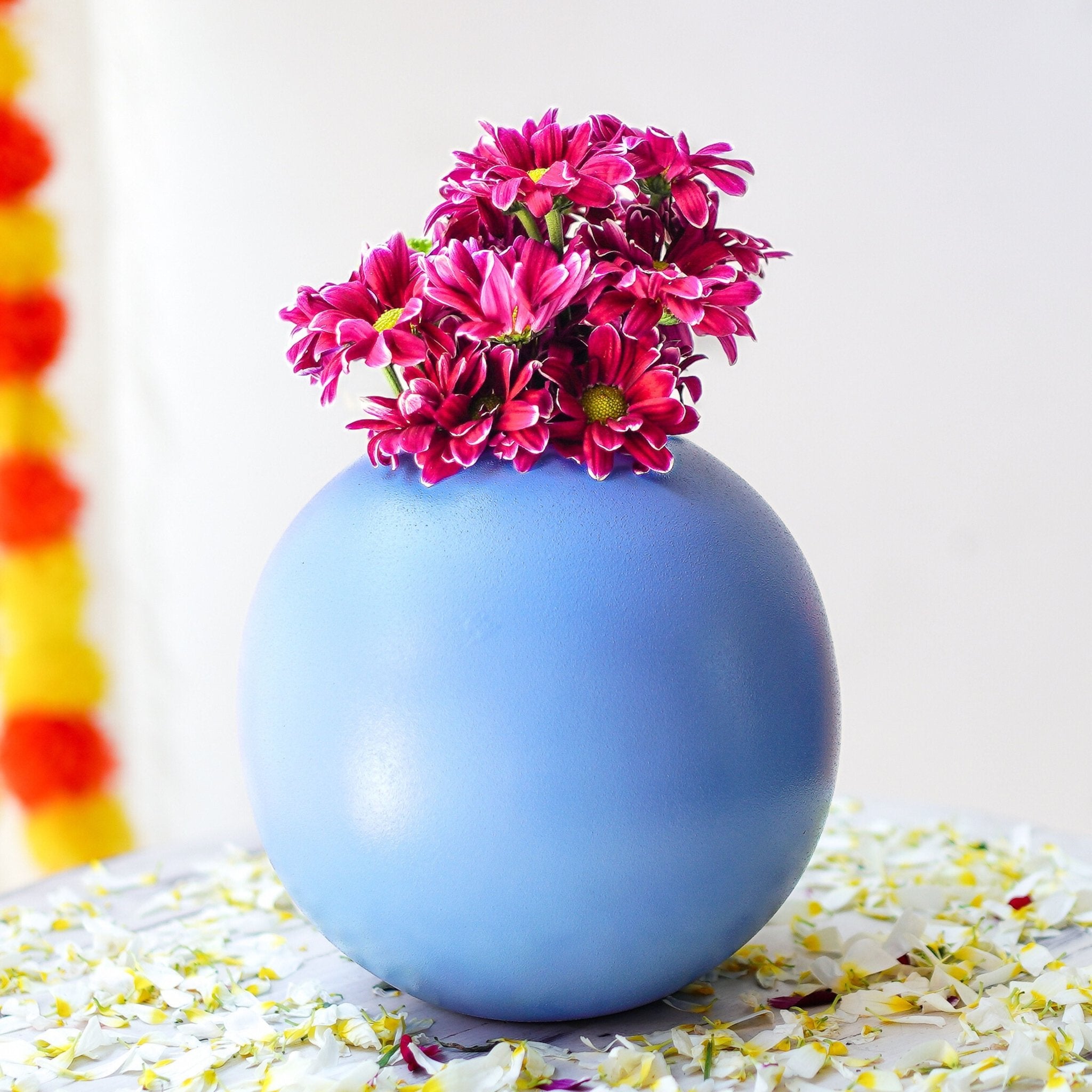 Metal Flower Vase Large | Blue - Behoma