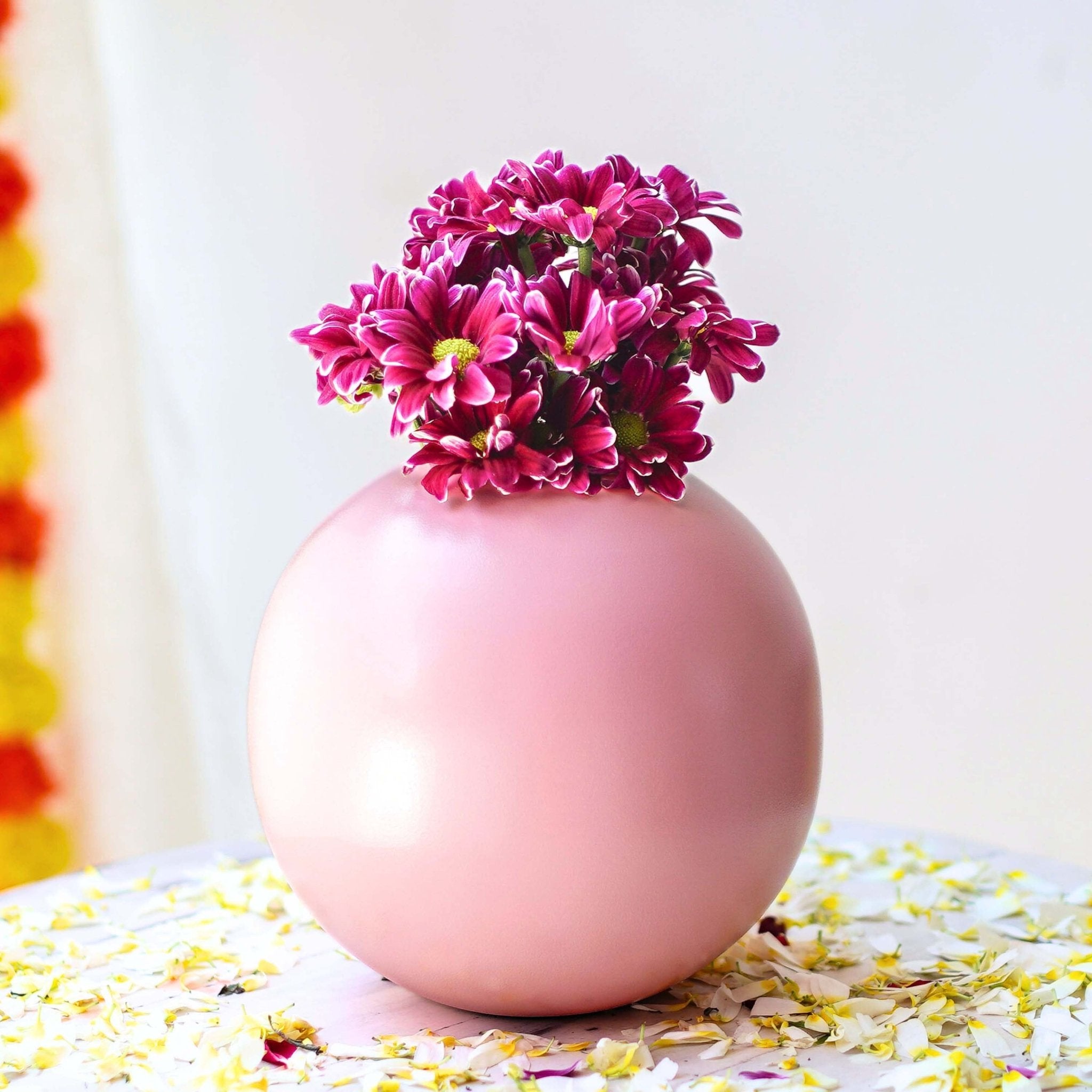 Metal Flower Vase Large | Pink - Behoma