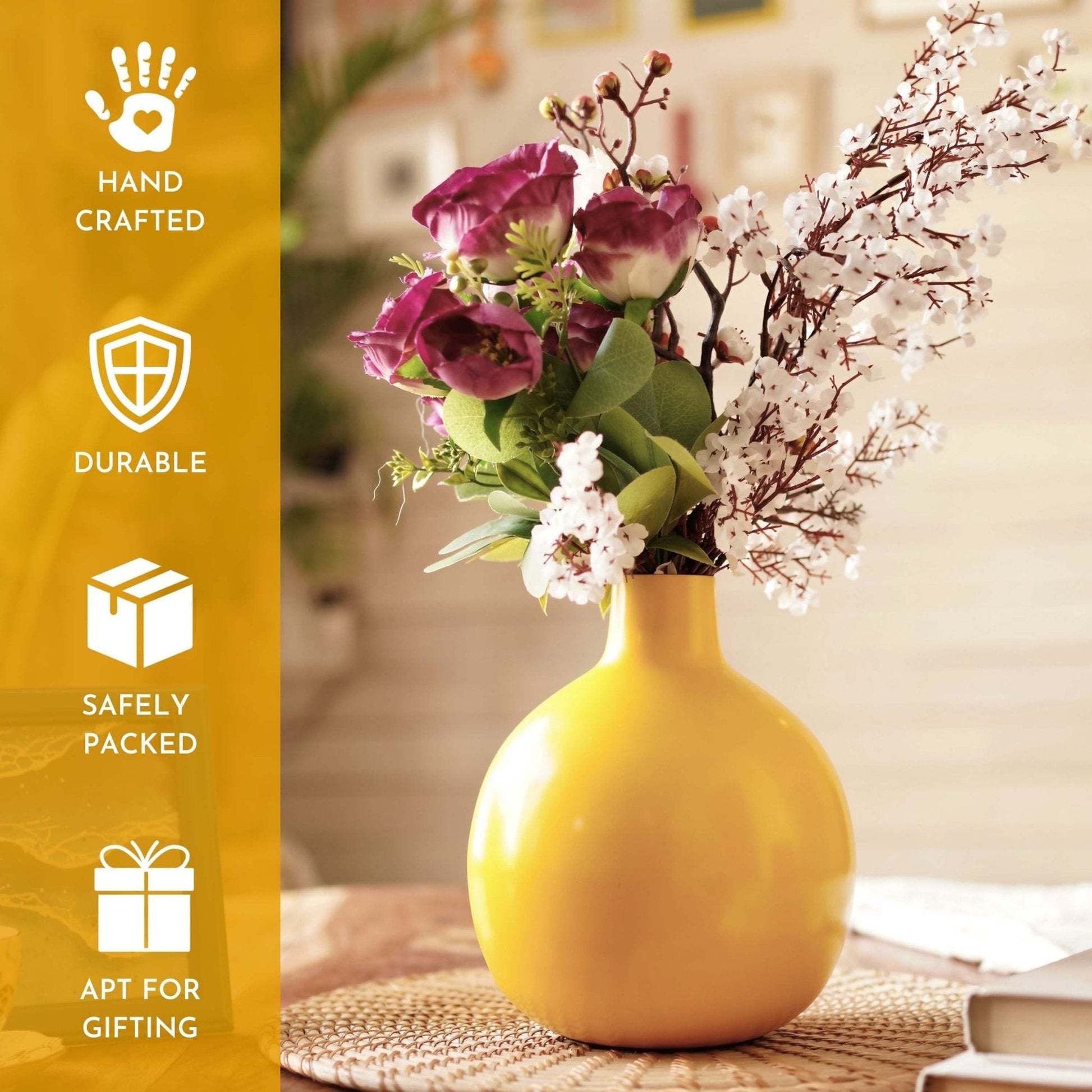 Metal Flower Vase | Yellow - Behoma