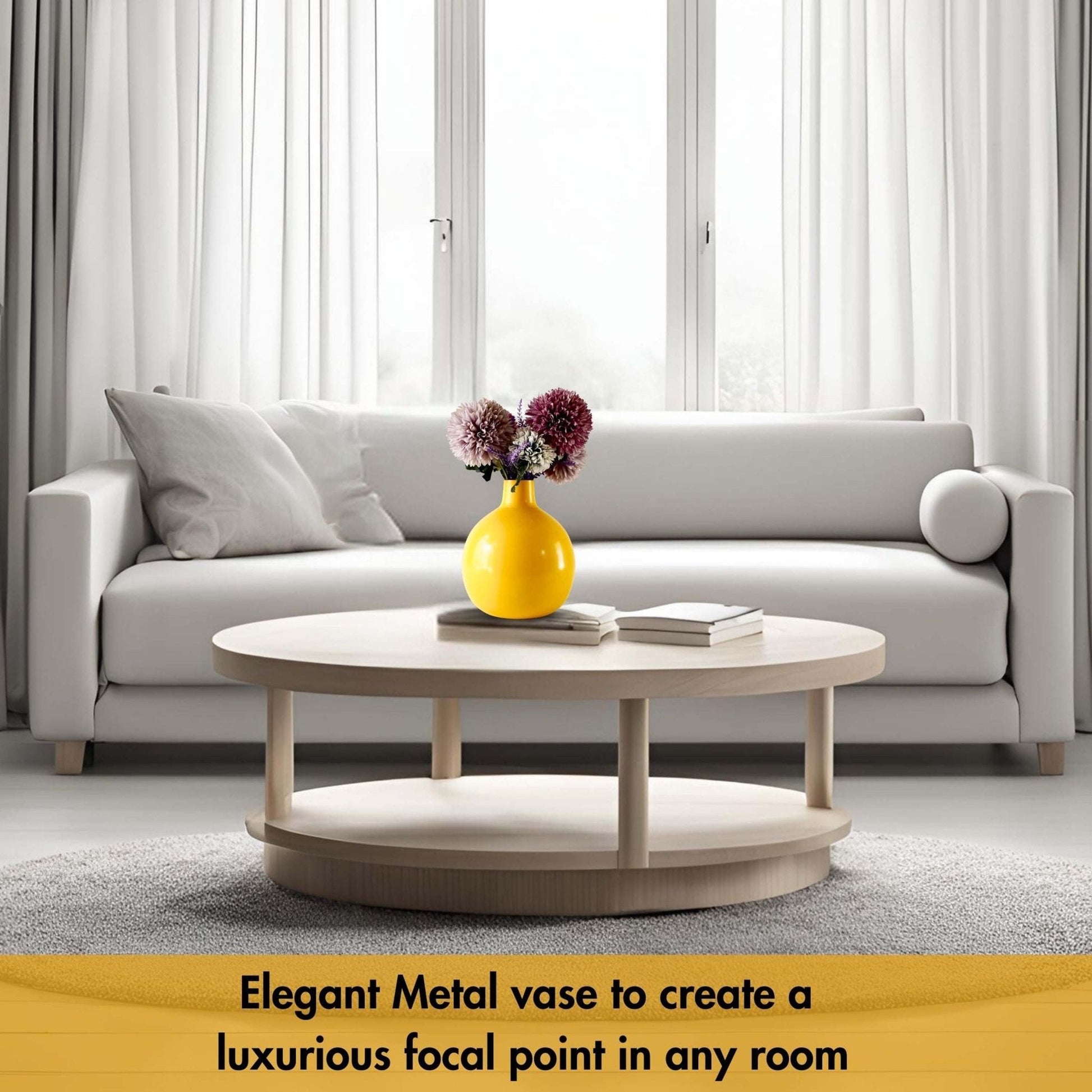Metal Flower Vase | Yellow - Behoma