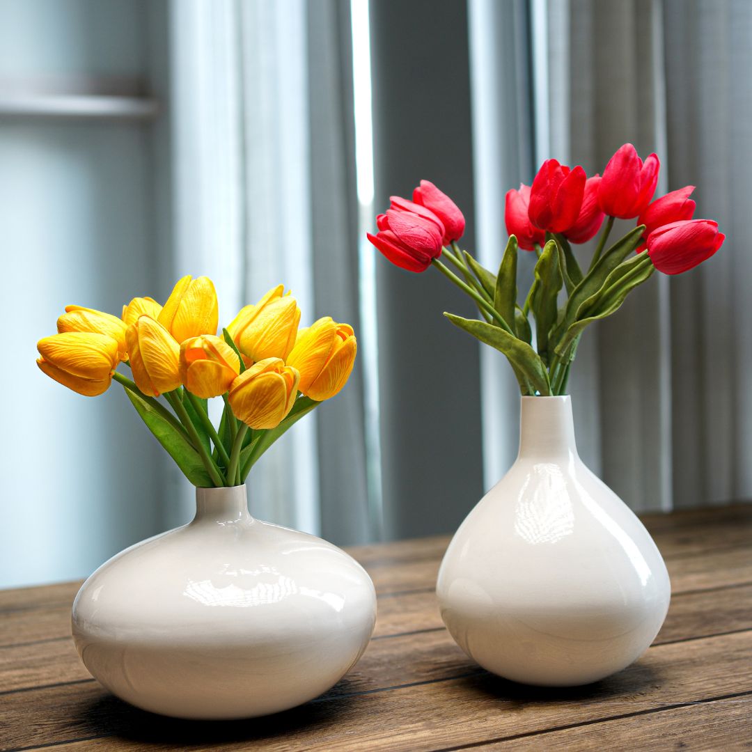 Metal Flower Vase Set | White - Behoma