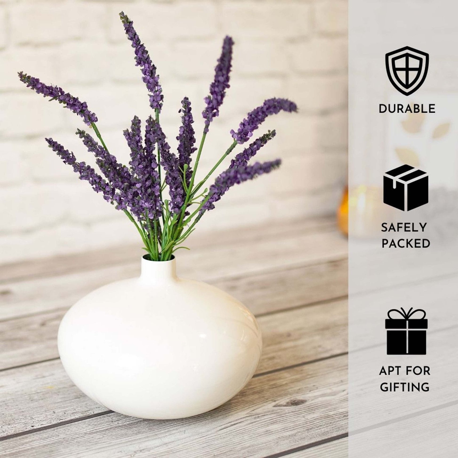Metal Flower Vase | White - Behoma