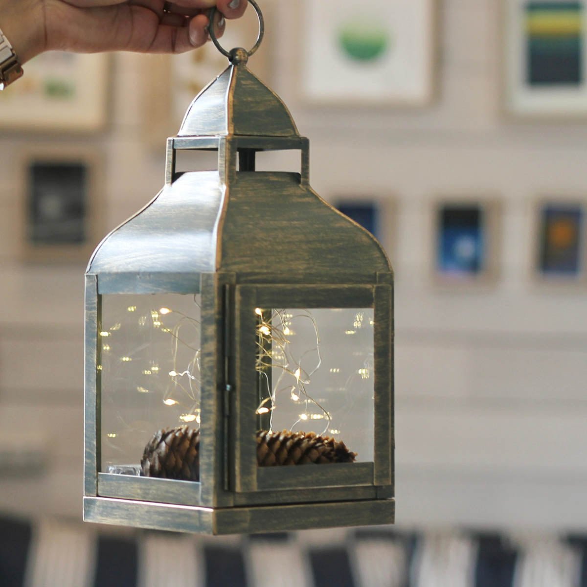 Miami Lantern, Rustic Dusk Green - 10.8''X 5.3'' - Behoma