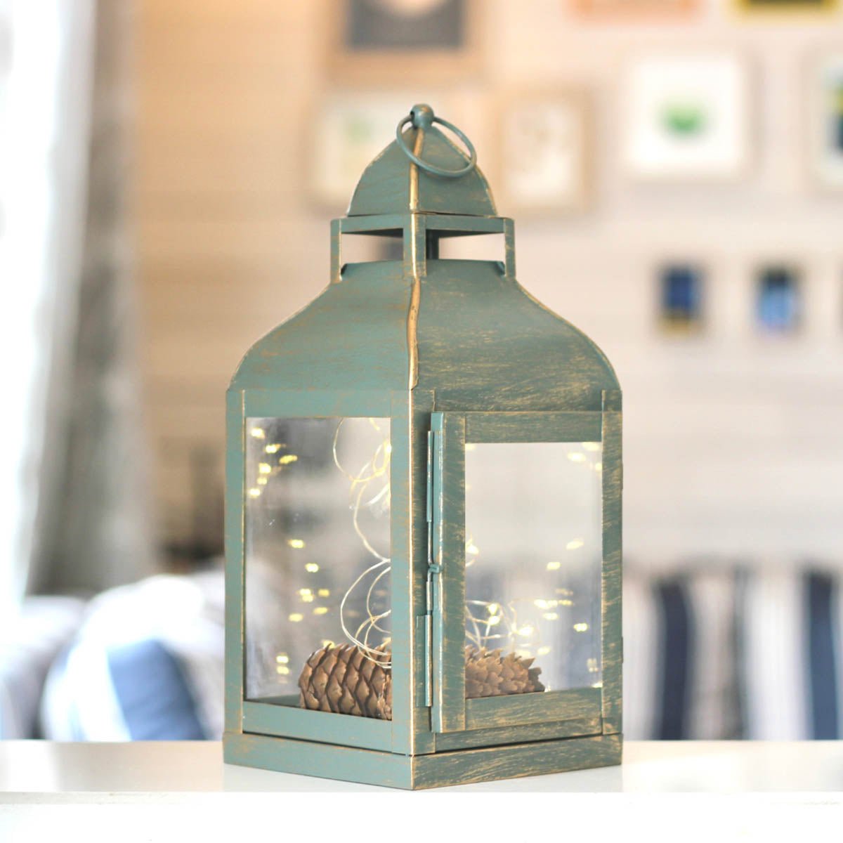 Miami Lantern, Rustic Dusk Green - Set - 11.4'' & 10.8'' - Behoma