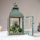 Miami Lantern, Rustic Dusk Green - Set - 11.4'' & 10.8'' - Behoma