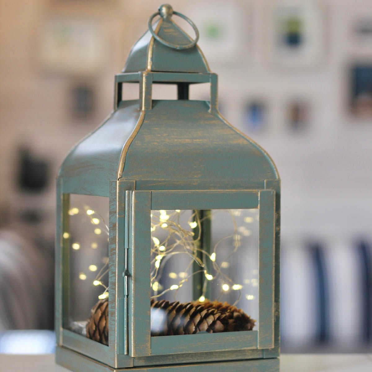 Miami Lantern, Rustic Dusk Green - Set - 11.4'' & 10.8'' - Behoma