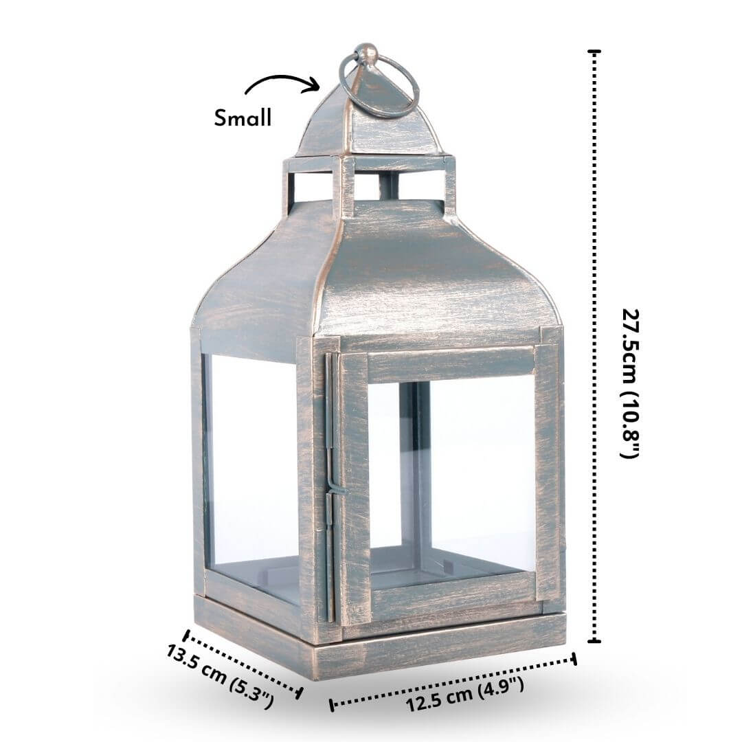 Miami Lantern, Rustic Dusk Green - Set - 11.4'' & 10.8'' - Behoma