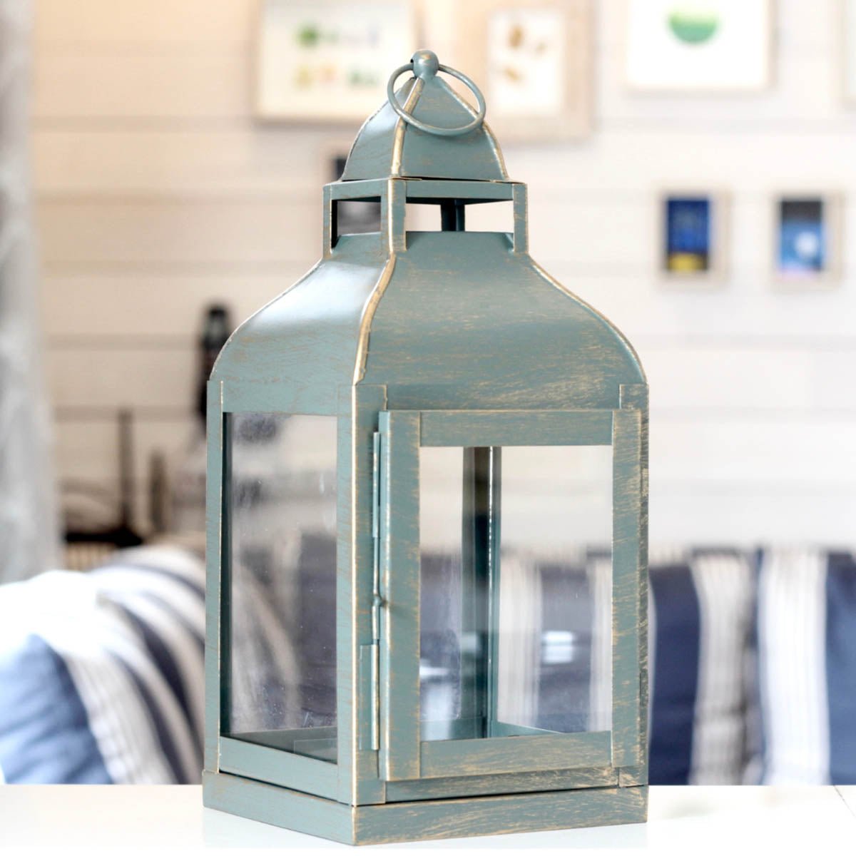 Miami Lantern, Rustic Dusk Green - Set - 11.4'' & 10.8'' - Behoma