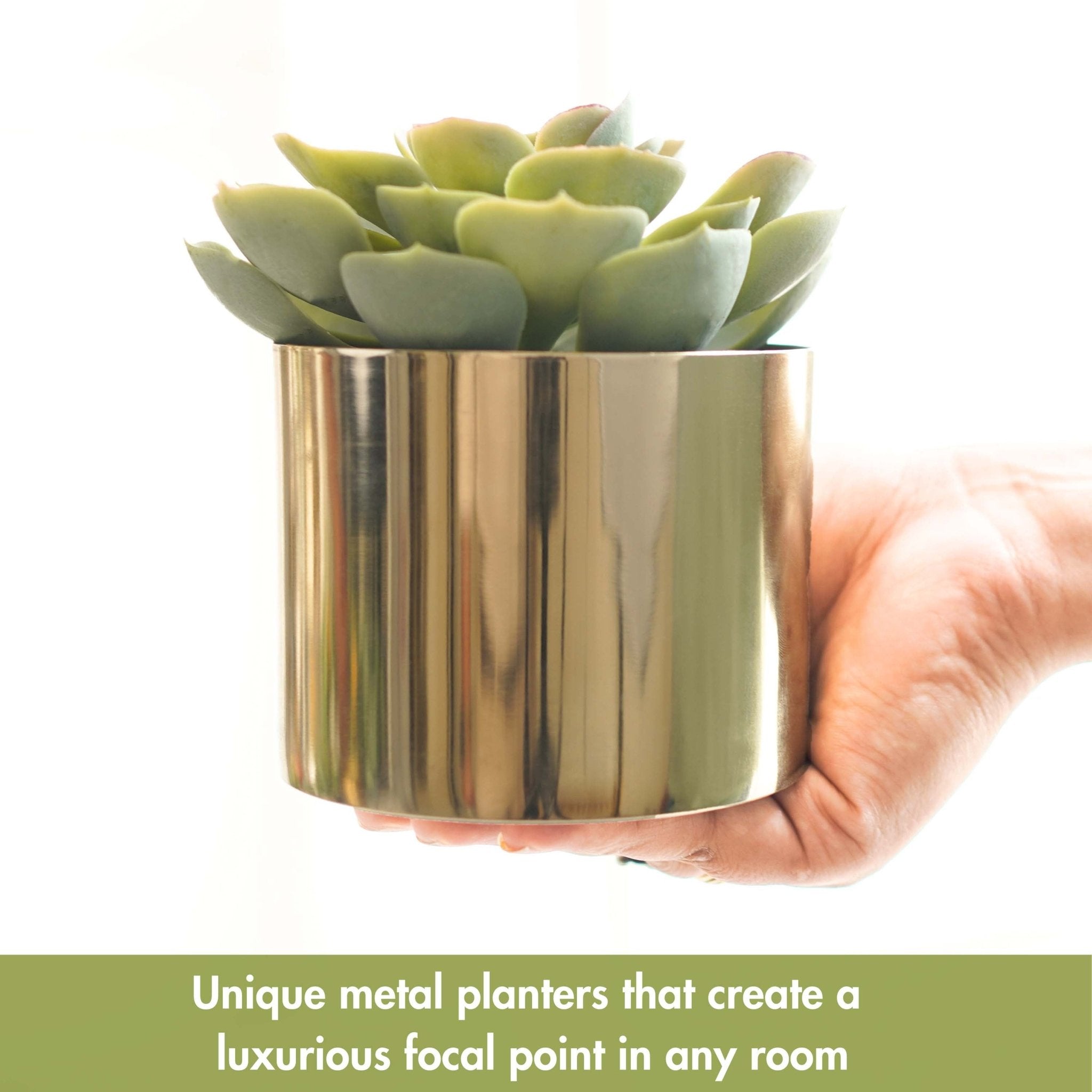 Mini Table - top Metal Plant Stand, Gold, Set - 4.1'' & 3.5'' - Behoma