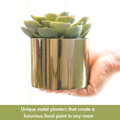 Mini Table - top Metal Plant Stand, Gold, Set - 4.1'' & 3.5'' - Behoma