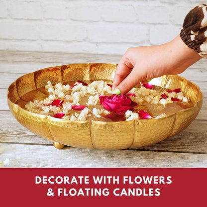 Metal Urli, Metal urli bowl, Traditional urli bowl, Floating flower urli