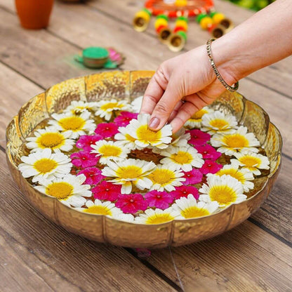 Metal Urli, Metal urli bowl, Traditional urli bowl, Floating flower urli