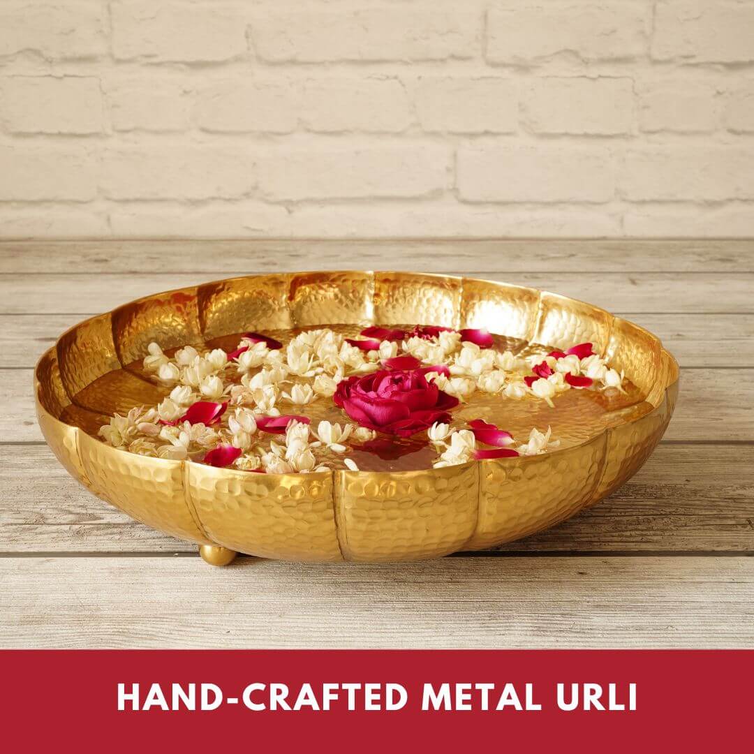 Metal Urli, Metal urli bowl, Traditional urli bowl, Floating flower urli