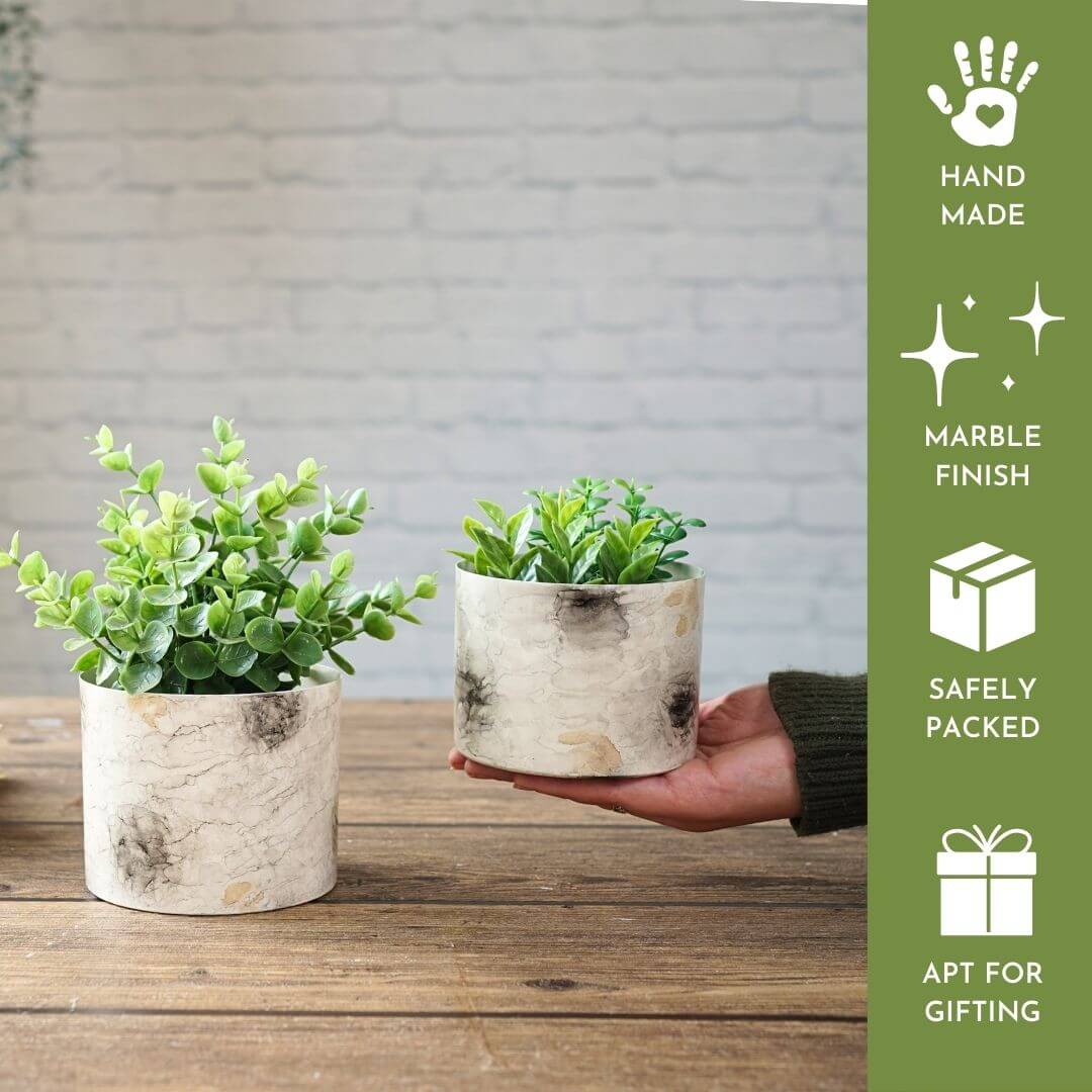 Off - White Mini Metal Planter - Behoma